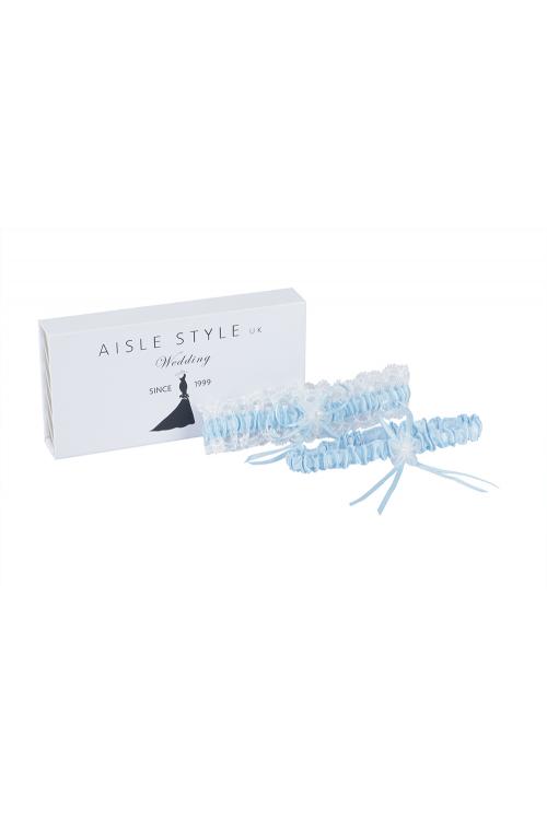 Delicate Ivory And Blue Garter For Girls With Lace Embroider 34*66CM