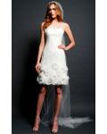 Beautiful Illusion Neck Sleeveless Sheath Flowers Decorated Lace Short Wedding Dress 