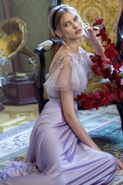  A-line Bateau Neckline Short Sleeves Appliques Lace Sashes/Ribbons Floor-length Long Charmeuse Prom Dress