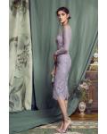  Sheath/Column Bateau Neckline Long Sleeves Lace Knee-length Short Evening Dresses