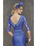 Scoop Neck Half Sleeve Knee Length Satin Mother of the Bride Dress 