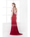  Tight/Bodyhuge Jewel Sleeveless Beading Pleated Long Prom Dress