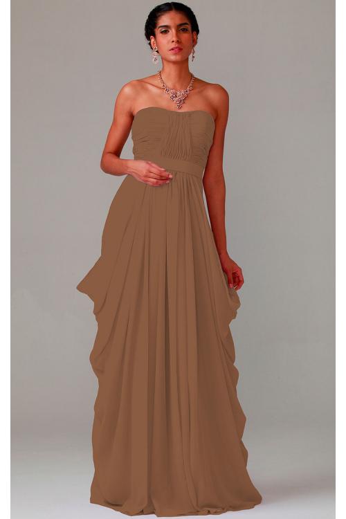 Zipper Chiffon Floor-length Strapless A-line Bridesmaid Dresses
