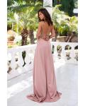  Sheath/Column Spaghetti Straps Sleeveless Split Sweep Train Long Prom Dress