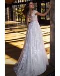 Elegant Illusion Jewel Neckline Short Sleeve Appliques Sweep Train Long Lace Wedding Dresses