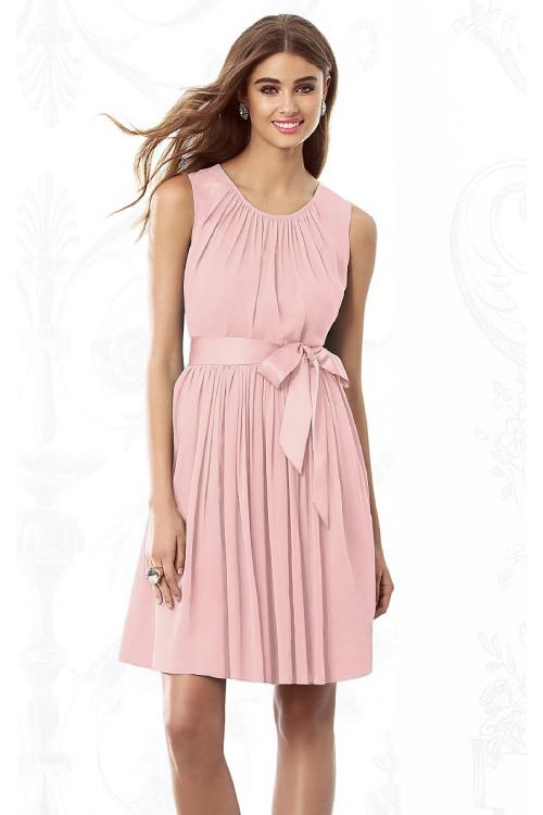 Sleeveless Jewel Knee-length None Chiffon Bridesmaid Dresses