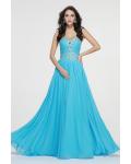 Blue Chiffon Strapless Beading Chiffon Prom Dress 