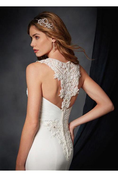 Simple A-line Shoulder Straps Lace Appliques Long Chiffon Beach Wedding Dress