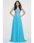 Blue Chiffon Strapless Beading Chiffon Prom Dress 
