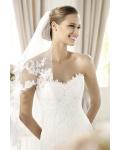 Sexy Trumpet/Mermaid High Neck Lace Sweep/Brush Train Tulle Wedding Dresses