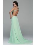 Sexy Halter Neck Beading Long A-line Chiffon Slit Front Prom Dress 