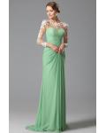  long sleeve lacy looks ruching sweep/brush train split chiffon evening dresses long