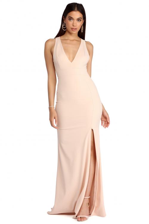 Sexy Backless Lace Cover Long Fit Jersey Prom Dress with Slit