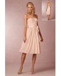 Vinatge Strapless Pleated Bodice Knee Length Chiffon Bridesmaid Dress with Sash 