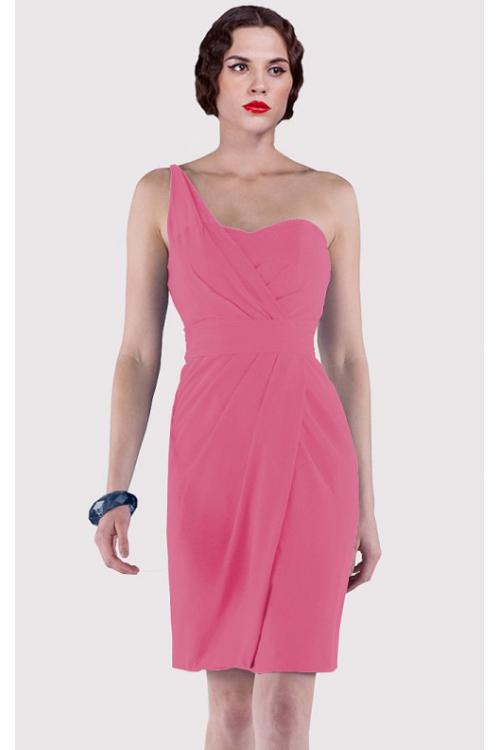 Sheath Natural Sleeveless Knee-length One Shoulder Bridesmaid Dresses