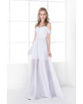  A-line Shoulder Straps Pleated Long Chiffon Prom Dress