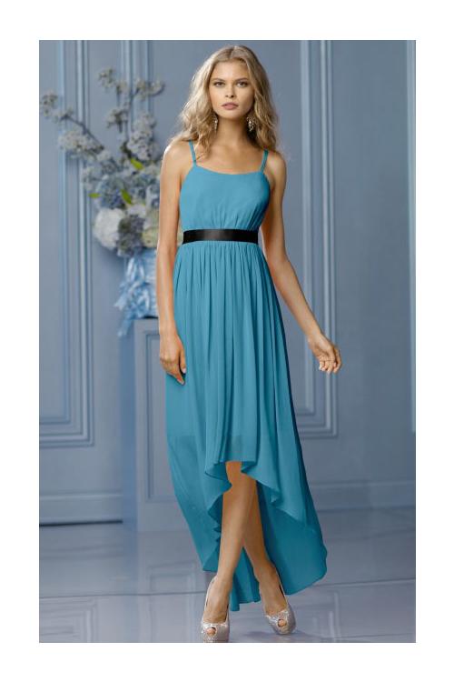 High Low Natural None A-line Sleeveless Chiffon Bridesmaid Dresses