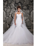  Mermaid Shoulder Straps Sleeveless Appliques Lace Long Tulle Wedding Dresses