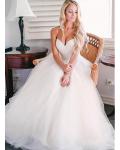 Simple Timeless Ball Gown Strapless Sweetheart Tulle Wedding Dress with Ribbon 