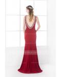  Tight/Bodyhuge Jewel Sleeveless Beading Pleated Long Prom Dress