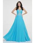 Blue Chiffon Strapless Beading Chiffon Prom Dress 