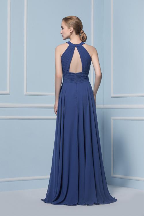 A-line Halter Sleeveless Floor-length Chiffon Bridesmaid Dress