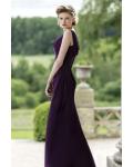 Cowl Neck Sheath Long Chiffon Bridesmaid Dress with Buttons 