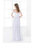  A-line Shoulder Straps Pleated Long Chiffon Prom Dress