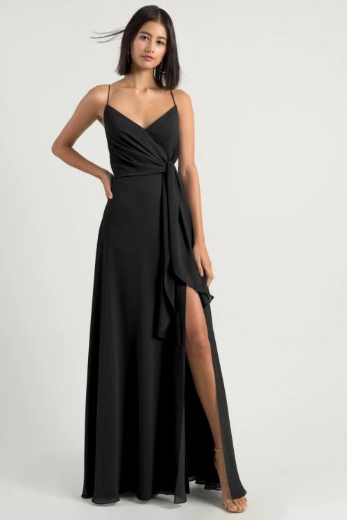 Simple Spaghetti Straps Sleeveless Empire Waist Split Floor-length Long Chiffon Bridesmaid Dresses