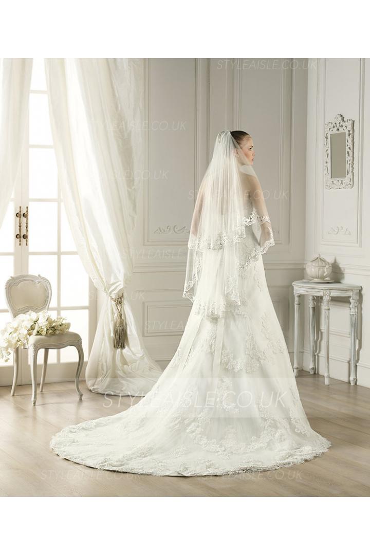 Charming Two Tiers Lace Tulle Wedding Veils 