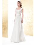 Simple A-line Straps Draping Pearl Sweep/Brush Train Tulle Wedding Dresses