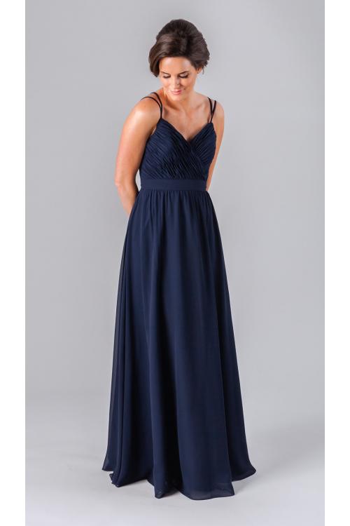  A-line Spaghetti Straps Long Beach Chiffon Bridesmaid Dress