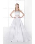 Modern Two Piece A-line Spaghetti Straps A-line White Satin Simple Wedding Dress