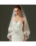 Exquisite Lace Trimmed Long Tulle Wedding Veil 