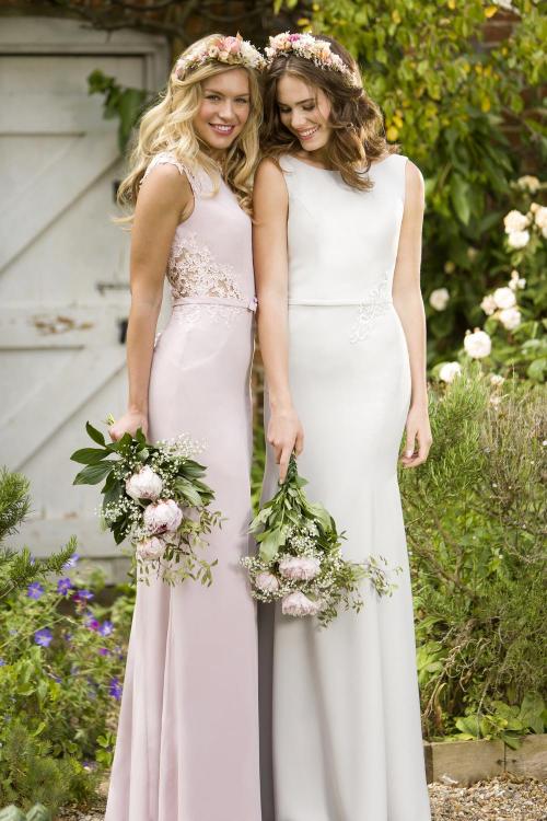 Vintage Inspired Long Dusty Chiffon Slim Bridesmaid Dress Formal Wedding 