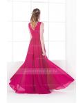 Sleeveless A-line Pleated Long Fuchsia Chiffon Bridesmaid Dress