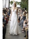 Sexy Ivory A-line Deep V-neck Sleeveless Lace Sweep Train Long wedding dresses