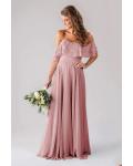  A-line Strapless Sleeveless Ruffles Floor-length Long Chiffon Bridesmaid Dresses