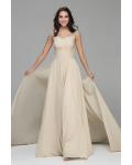 Beading A-line Long Champagne Chiffon Junior Prom Dress 