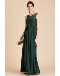  A-line Bateau Neck Sleeveless Ruching Empire Waist Floor-length Long Chiffon Maternity Bridesmaid Dresses with Pockets 