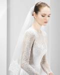 A-line Jewel Neck Lace Bodice Chiffon Wedding Dress 