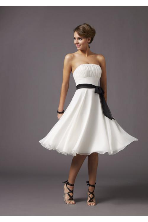 Nectarean A-line Strapless Ruching Knee-length Chiffon Bridesmaid Dresses 