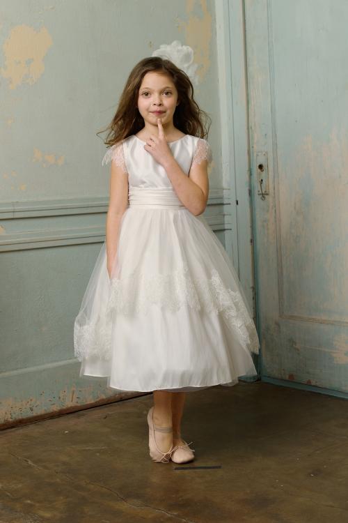 Nectarean Ball Gown Straps Lace Ankle-length Taffeta Flower Girl Dresses 
