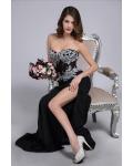 Black Sweetheart Sleeveless Beading Split Sweep/Brush Train Long Chiffon Evening Dresses
