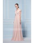 A-line Chiffon Floor-length Cap Sleeve Zipper Bridesmaid Dresses