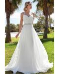 Halter Neck Beading Long A-line Chiffon Wedding Dress 