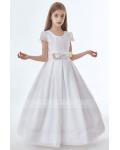 Exquisite Short Sleeve Bow(s) Lace Sashes/Ribbons Floor-length Long Organza Communion Dresses