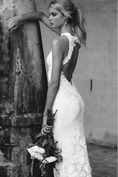 Sexy Illusion Neck Sleeveless Split Long Lace Wedding Dress