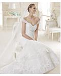 Sexy Trumpet/Mermaid Off-the-shoulder Lace Crystal Chapel Train Organza Wedding Dresses 