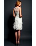 Beautiful Illusion Neck Sleeveless Sheath Flowers Decorated Lace Short Wedding Dress 
